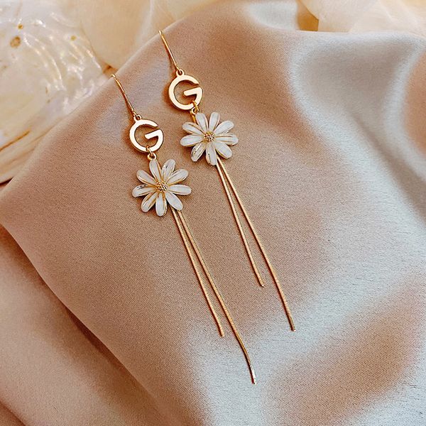 

dangle & chandelier luxury letter g snake chain earrings daisy flower tassel alphabet brand long thread earring for women fashion jewelry, Silver