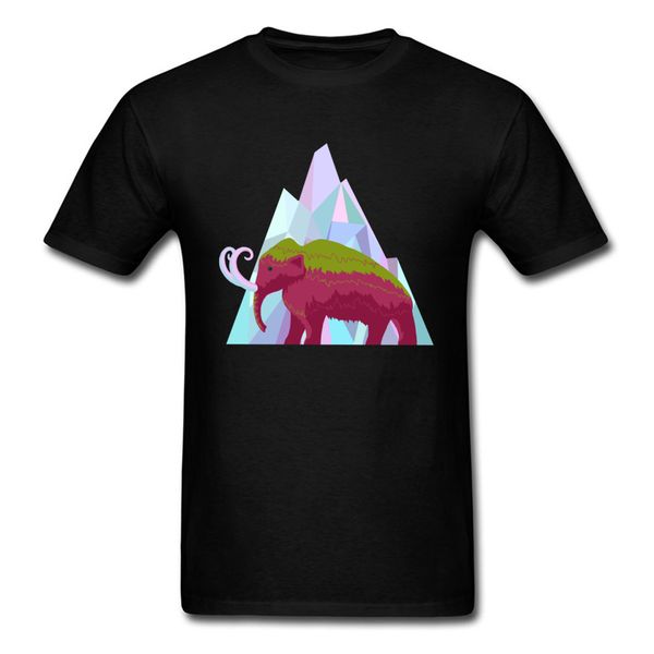 

mammoth elephant 2018 cool men black t shirt ice mountain cartoon print male casual summer gift t-shirt