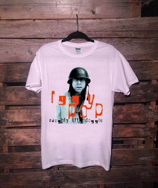 

vtg rare t shirt iggy pop naughty little doggie 1966 reprint usa size