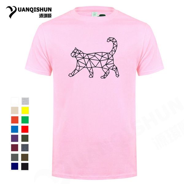 

geometric cat animal tshirt simple line design t-shirt cotton brand t shirts cute polygonal pet cat tees 3xl
