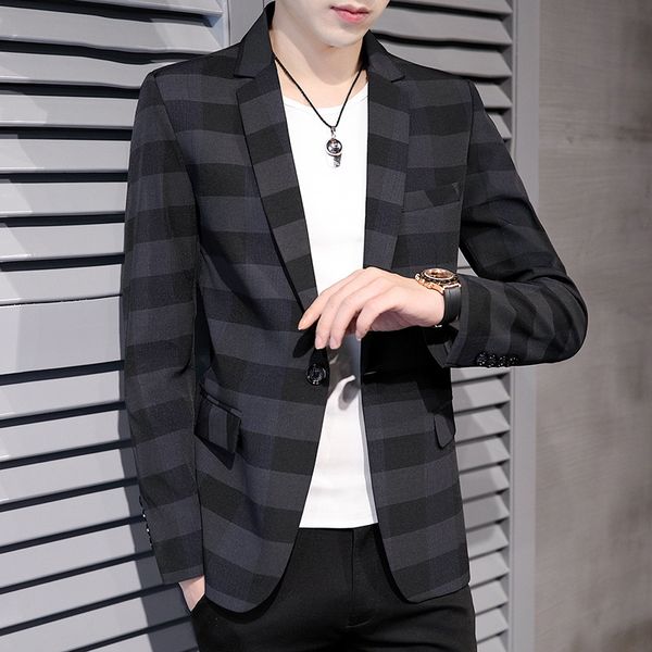 

men's suits & blazers 2021 trendy slim personality youth striped handsome casual, White;black