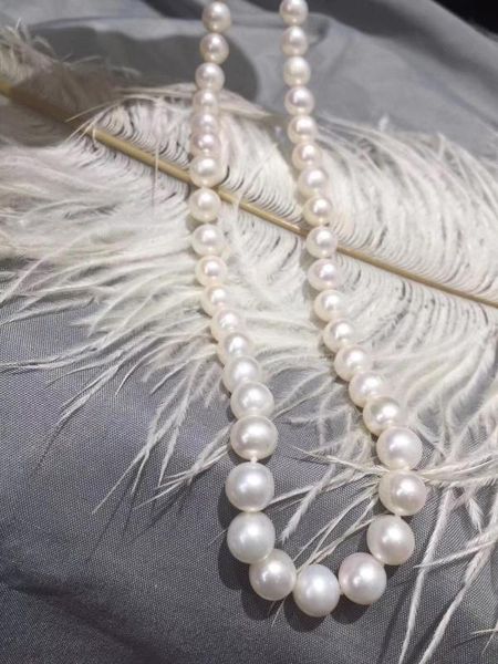 

madalena sarara 7.5-8mm freshwater pearl necklace near round natural white pearl strand 18" women jewelry, Silver
