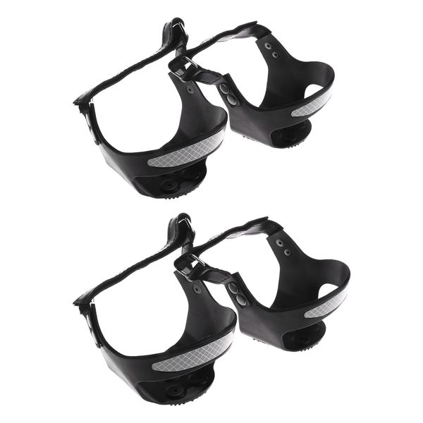 

2 pairs reflective ice snow shoe boot grips traction cleats 5 teeth l + xl