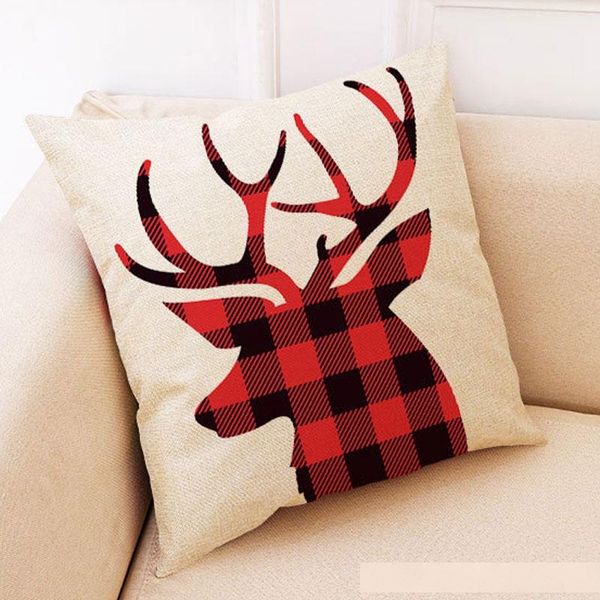 

45*45cm fashion plaid pattern christmas pillowcase linen sofa cushion cover home car decoration pillowcases decorative pillow case
