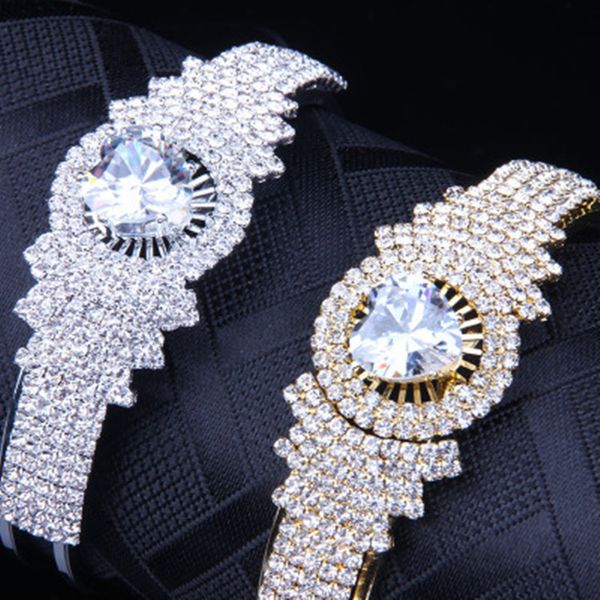 

crystal rhinestone charm bracelet iced out bling bling bangle women tennis chain bracelets fashion designer silver gold hip hop jewelry gift, Golden;silver
