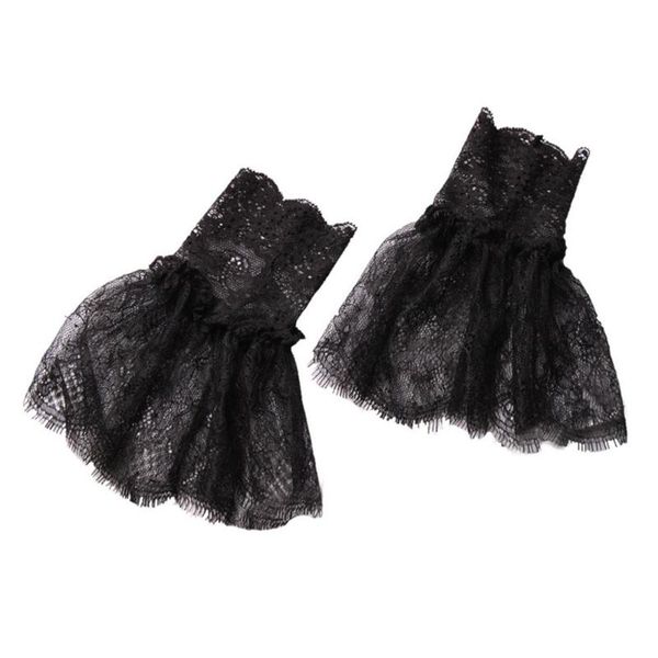 

women horn cuffs fake sleeve crochet eyelash floral lace sweater wrist warmers, Blue;gray