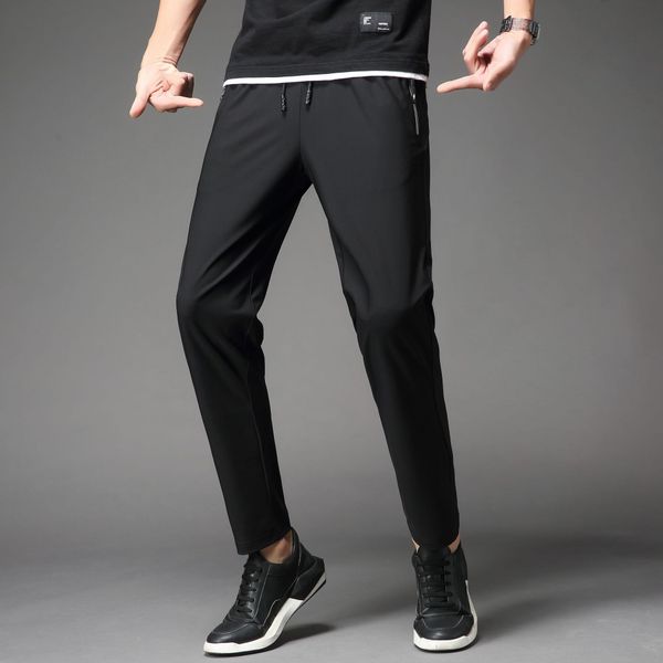 

2020 new ice silk casual korean style all-match fashion tight pants tight pants fashion brand spring and autumn leggings 1nnaf, Blue
