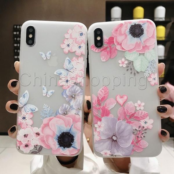 

soft tpu painted flower pattern case for iphone 11 pro max x xs xr 8 7 6plus for samsung s8 s9 s10e s10plus