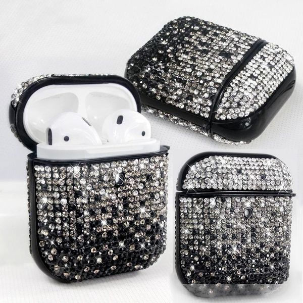

luxury design rhinestone earphone case for airpods 1 2 3 headset cover shiny diamond earphones protector cell phone accessories