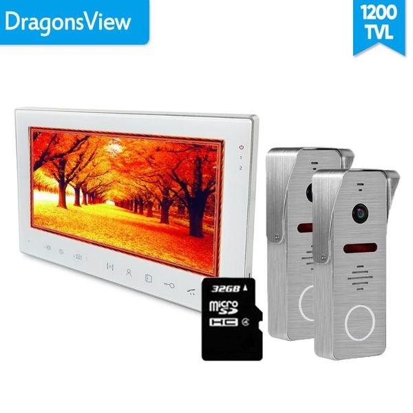 

video door phones [wide angle] dragonsview 7 inch intercom phone doorbell with camera record unlock 130 degree ir 1v2