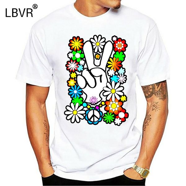 

peace sign flower power men's t-shirt