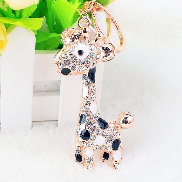 

leather keychain pretty key chain african jungle giraffe keychain lovely car pendant keyring women bag jewelry animal, Silver