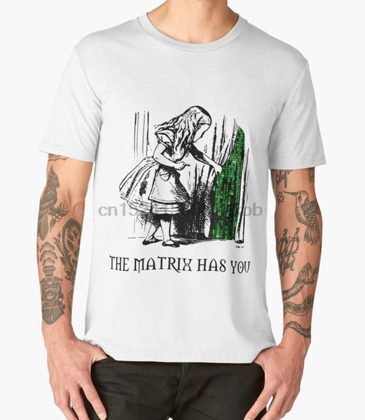 

printed men t shirt cotton o-neck tshirts alice in the wonderland matrix rabbit hole(1) short-sleeve women t-shirt