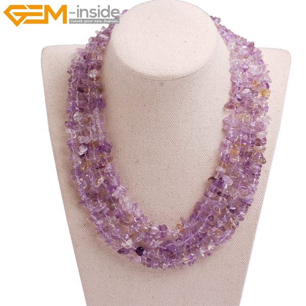 

chains long knot necklace handmade multicolored natural stone beads for jewelry making women gift gem-inside, Silver