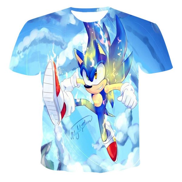 

boys cartoon sonic hedgehog blue girls baby 3d print shirts graphic anime graphic men clothing