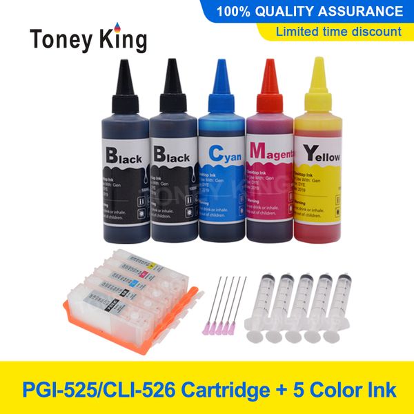 

ink cartridges toney king 500ml bottle dye + pgi-525 cli-526 xl printer cartridge for canon pixma mx715 mx885 mx895 mg8150
