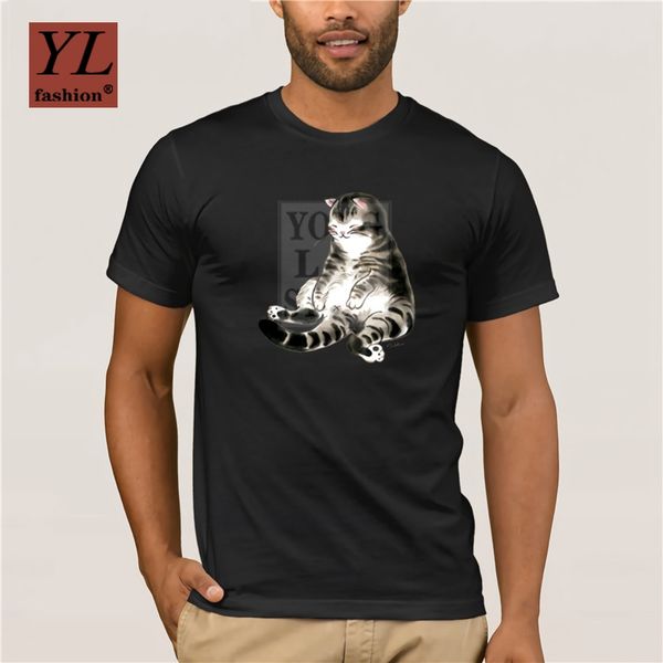 

men s casual fashion t shirt round neck cool man s t shirt relax cat