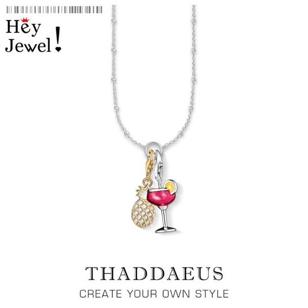 

chains charm necklace pineapple & cocktail,2021 fashion carrier jewelry 925 sterling silver bijoux gift for women
