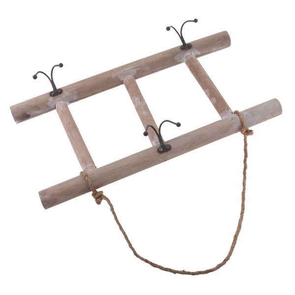 

wood ladder wall hanging art garden yard decor hooks organizer rustic decoration