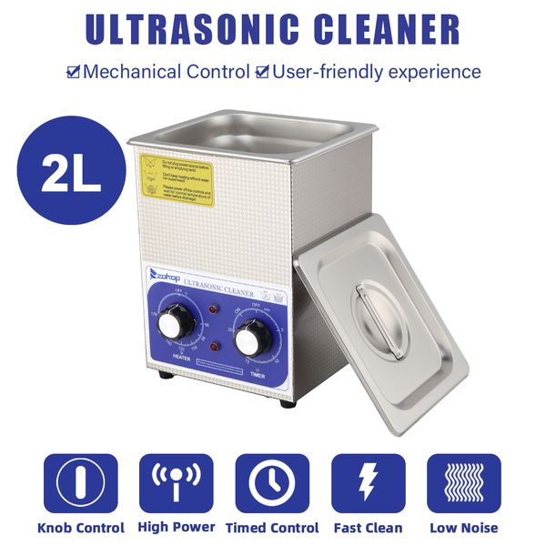 

60w 2l stainless steel mechanical ultrasonic cleaning machine watch jewelry denture cleaning machine blue us in stock