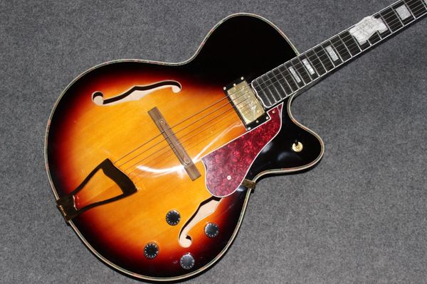 

custom shop.f hollow body jazz electric guitar. sunburst color jazz guitarra.support customization