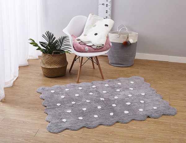 

carpets 110*150cm big cotton carpet for baby play and crawl rugs children living room rectangle polka girl boy rooms