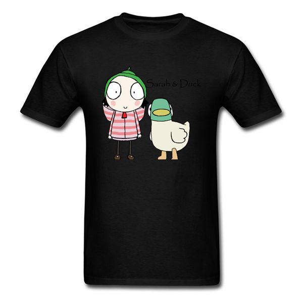 

sarah duck friends leisure summer/autumn 100% cotton fabric round collar men tees tee shirt funny short sleeve t shirt