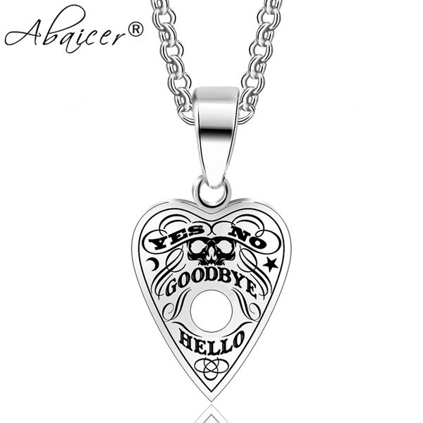 

abaicer 1pcs 316l stainless steel pendant ouija board planchette necklace 24 inch chain ouija board pendant jewelry high quality, Silver