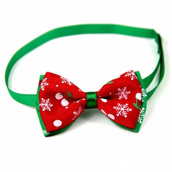 

latest pet puppy cat dog christmas tree snowflakes bow tie necklace collar bowknot necktie grooming for pet supplier decoration costume