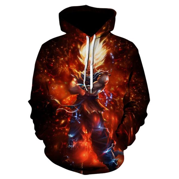 

cartoon cartoon 3d hoodie men and women casual new sports hoodie children's anime goku anime funny, Black