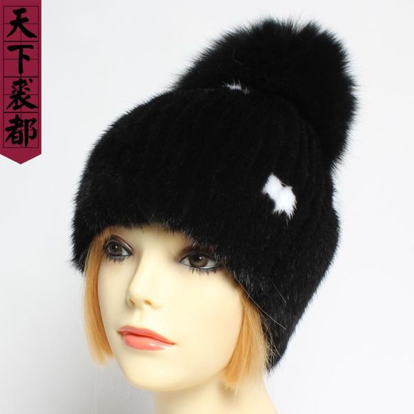

new winter warm luxury genuine real hat + fur cap lady 100%natural hat brand fashion real hats, Blue;gray