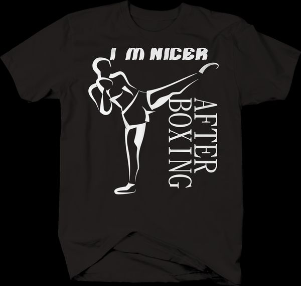 

i'm nicer after boxing mma kick t-shirt