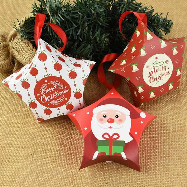 

christmas decorations 5pcs merry candy box bag star shape santa claus snowman paper for tree hanging decor xmas gift ornaments