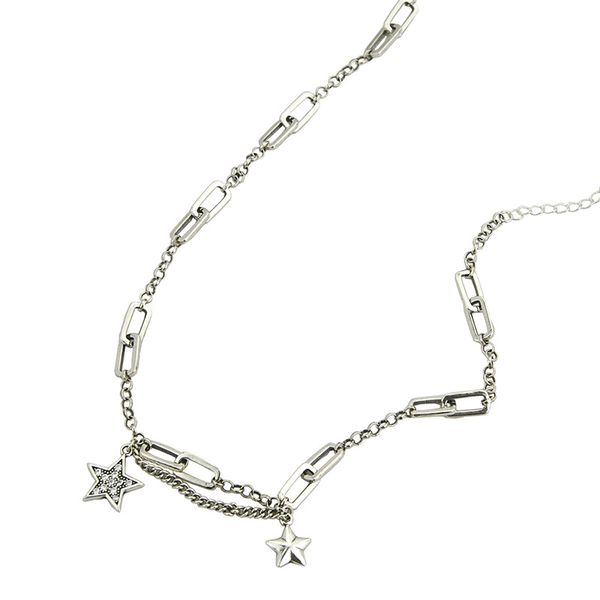 

chokers special design chain cubic zircon stars pendant necklace for women bohemian choker trendy jewelry collier collares, Golden;silver