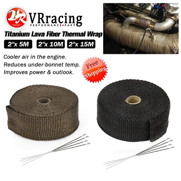 

5m/10m/15m motorcycle exhaust thermal tape header heat wrap manifold insulation roll resistant with stainless ties