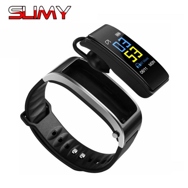 

slimy bluetooth y3 color headset talk smart band bracelet heart rate monitor sports smart watch passometer fitness tracker wrist