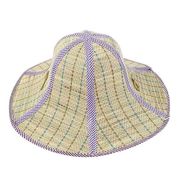 

outdoor fishing beach wide brim summer sun foldable straw hat purple, Blue;gray