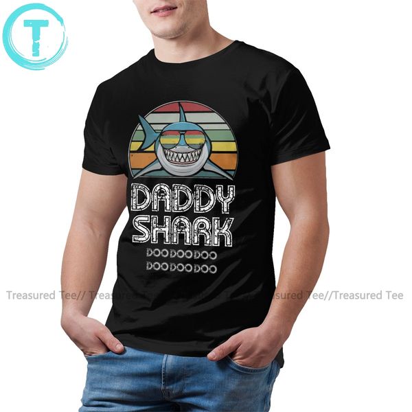 

shark t shirt daddy shark retro t-shirt fashion awesome tee shirt 100 cotton male short sleeve graphic tshirt