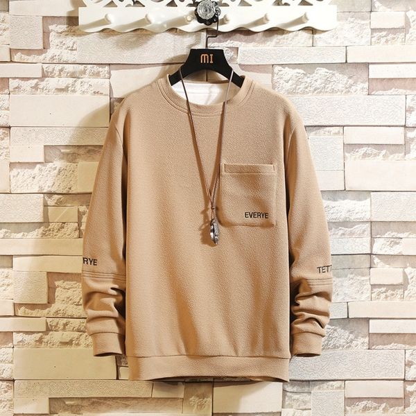 

ins korean style men's casual fashion trendy all-match autumn new sweater sweaterstudent fashion brand slim round neck sweater geepz ge, Black