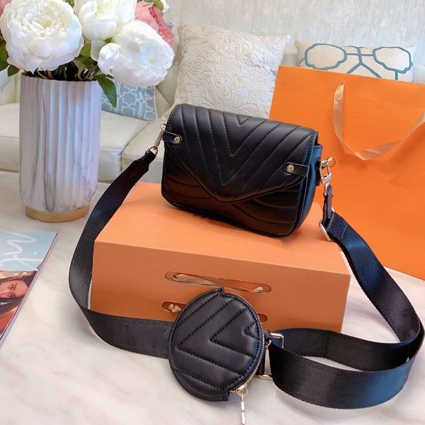 

designers crossbody bag fashion women flip purse with embroidered shoulder strap woman genuine leather shoulder bags two piece set six color