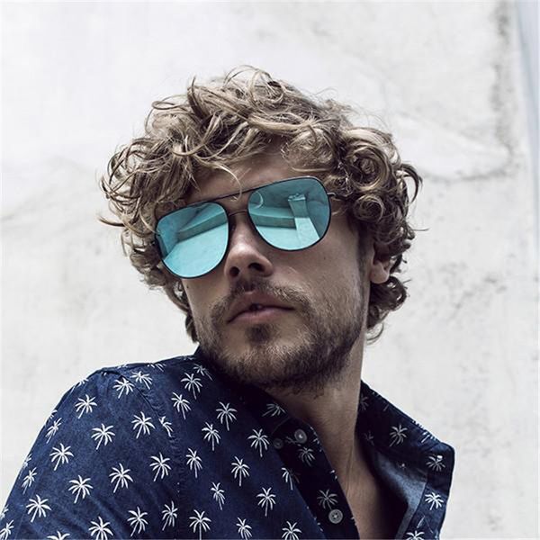 

sunglasses metal twin beams toad-shaped men mirror versatile eu us trendy retro sun glasses male feminino, White;black