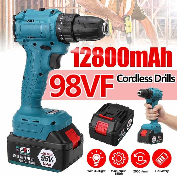 

professional electric screwdrivers 98vf brushless drill led light cordless screwdriver driver screw set 35n.m torque setting 12800mah li-on