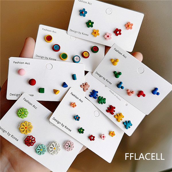 

2020 fashion summer holiday colorful metal cute flower stud earrings for women girls simple mini earrings jewelry gifts, Silver