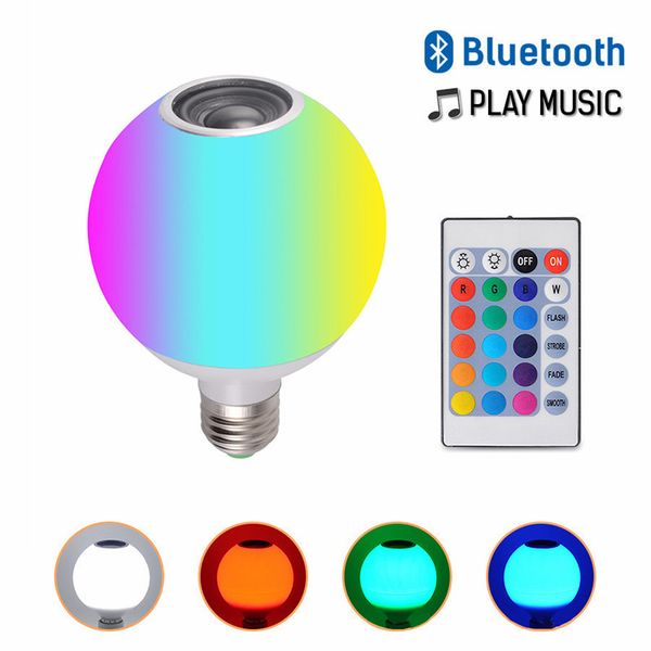 

smart e27 rgb white bluetooth speaker led light bulb adjustable music light wireless led light remote control birthday gift