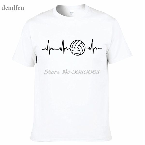 

summer novelty design fashion heartbeat of volleyballer t shirt men short sleeve cotton men t-shirt casual tees