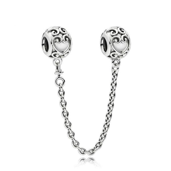 

new 100% sterling silver 1:1 glamour 797036 enchanted heart safety chain original women wedding fashion jewelry 2018 gift, Black