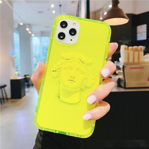 

fluorescent art david statue cute phone case for iphone 11 pro max xr x xs max 7 8 plus se 2 2020 transparent soft cover cases