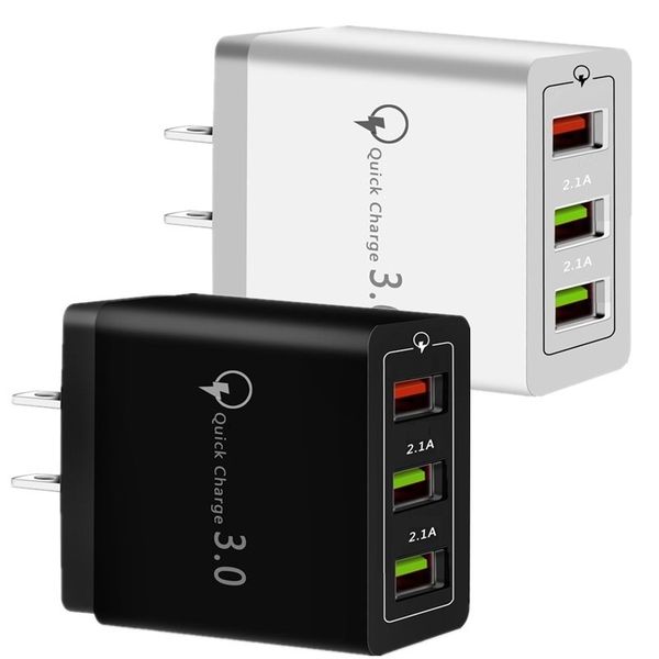 

5v 3a 18w eu us qc3.0 fast charger wall charger 3 ports power adapter for samsung huawei andriod phone mobile phone pc