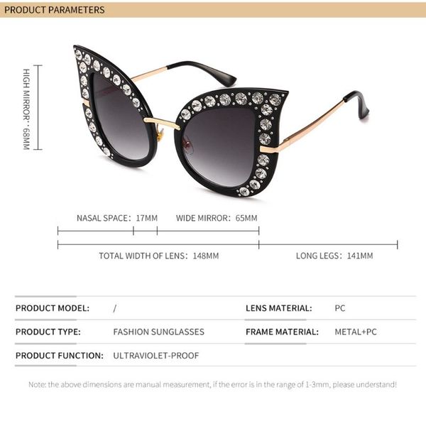 

sunglasses women vintage retro cat eye rhinestone outdoor eyewear glasses 2xpc, White;black