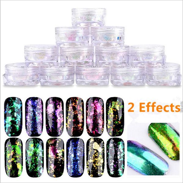 

nail glitter 1box charms 3d art uv gel acrylic flakes magic mirror powder manicure decorations supplies dust, Silver;gold